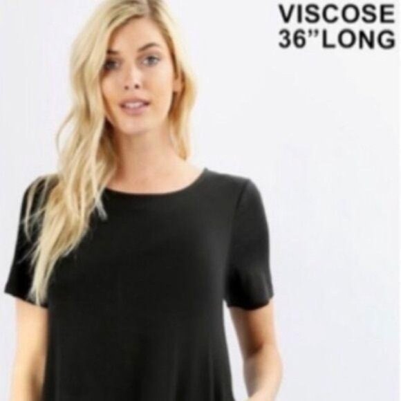 Black Mini Dress With Bottom Ruffle and Pockets, L - Picture 2 of 3